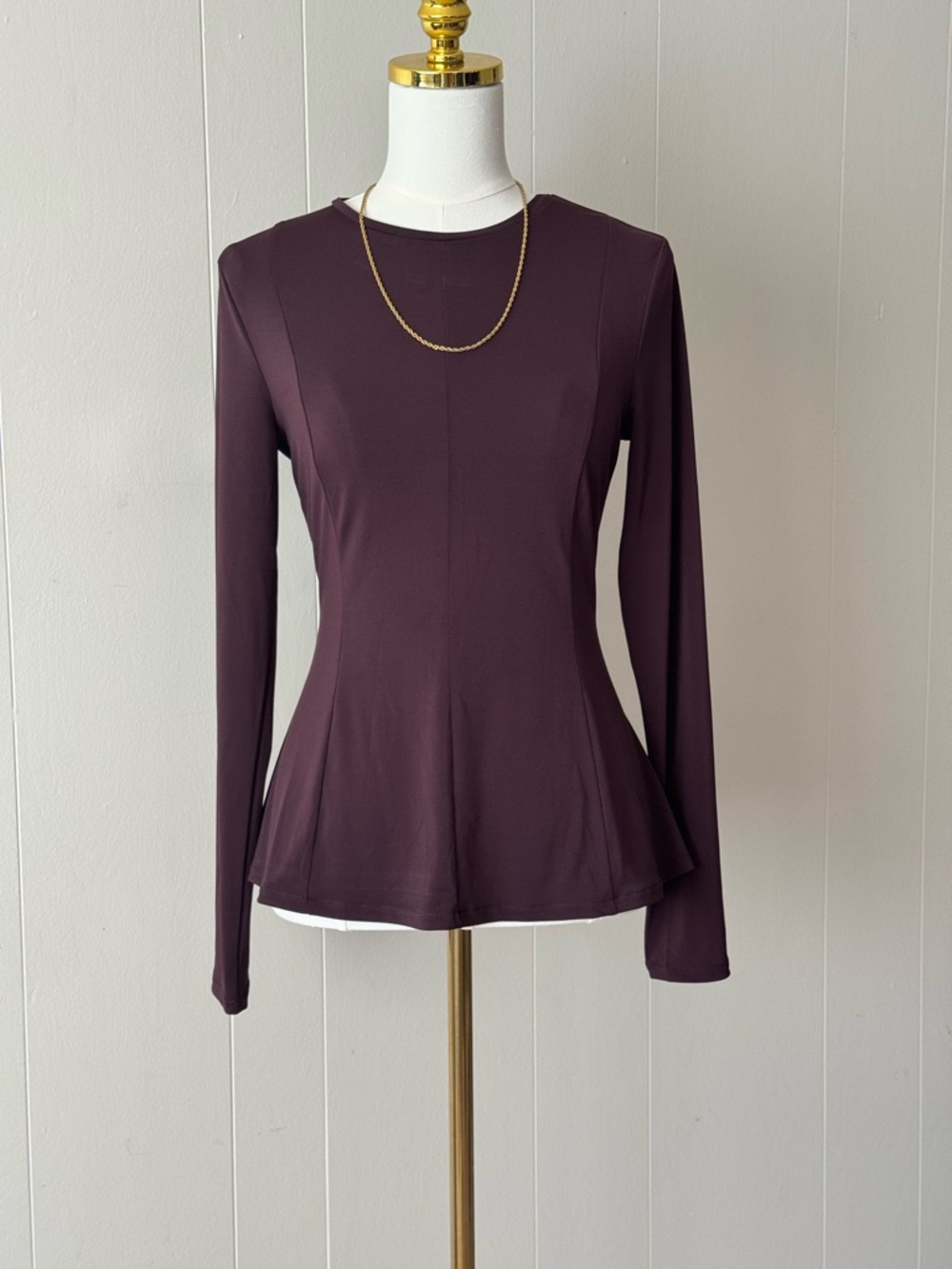 H&M Long-Sleeve Peplum Top in Plum
